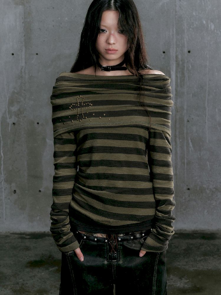 Stripe Knit Long Sleeve T-Shirt