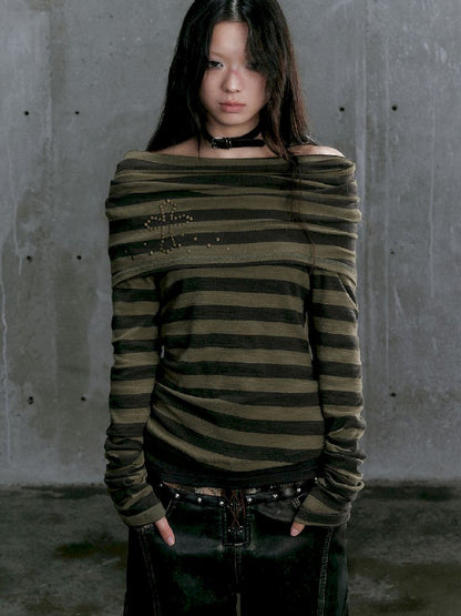 Stripe Knit Long Sleeve T-Shirt