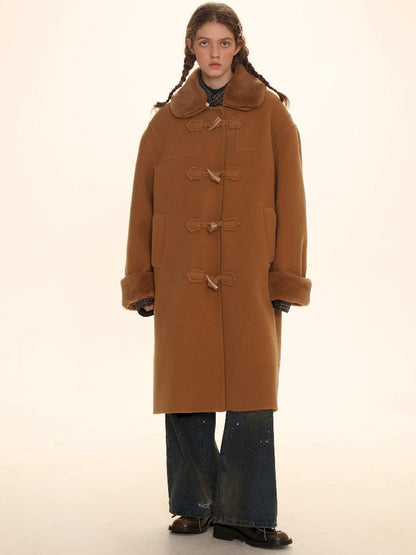 Removable Leader Lapel Wool Cowl Coat