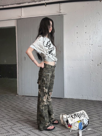 Camouflage Low Waisted Work Pants