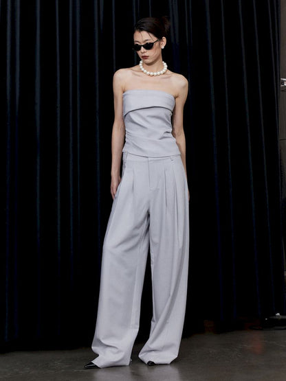 Pinch Pleat Wide Leg Suit