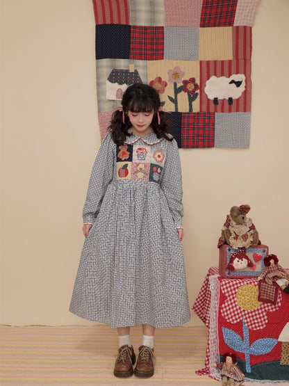 Plaid Printed Doll Neck Dress