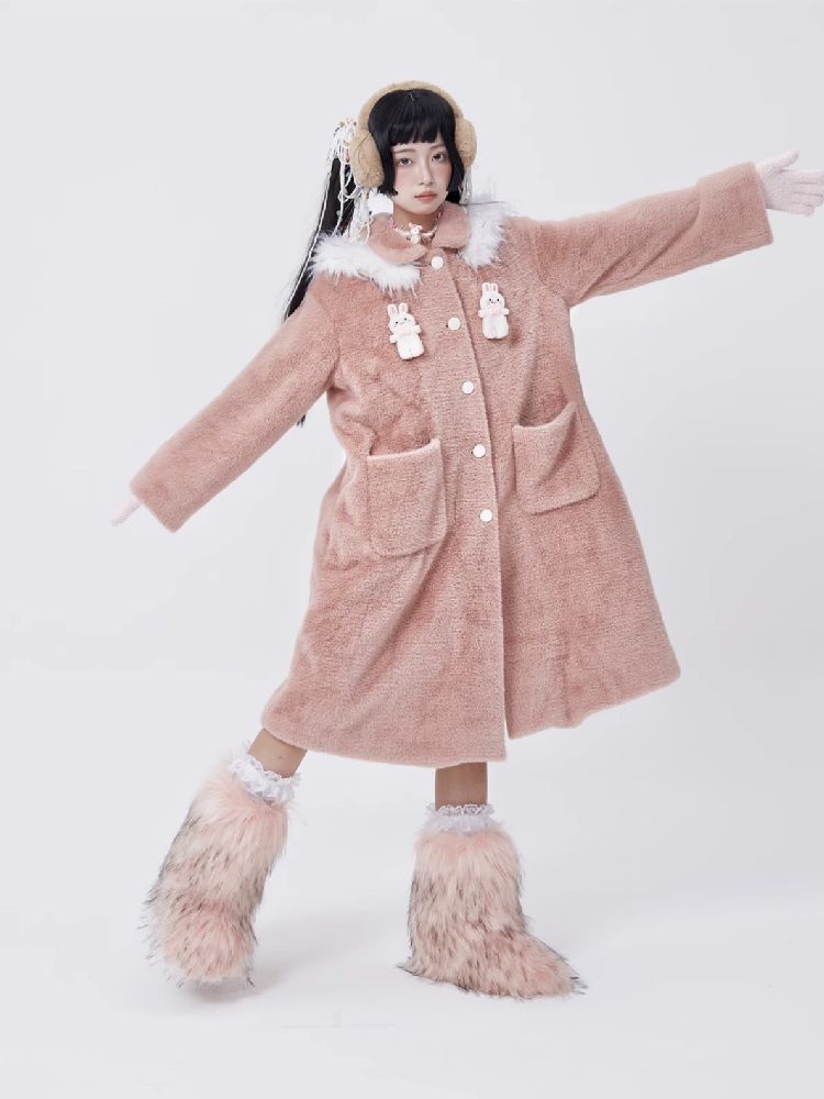 Retro Cute Rabbit Tweed Coat