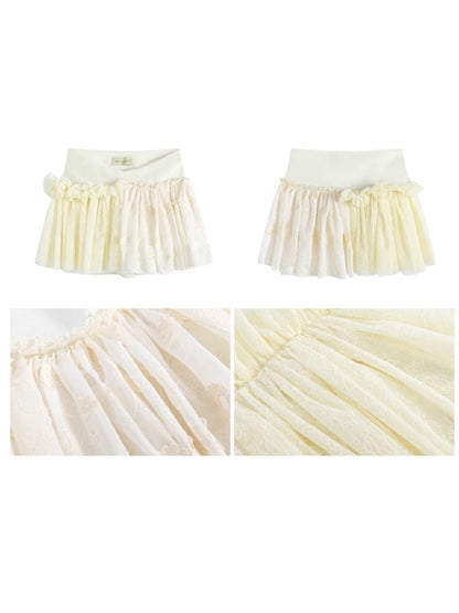 Embroidered Lace Patchwork Puffy Half Skirt