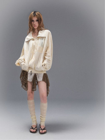 Cross Loose Thin Knit Sunscreen Long Sleeve Jacket