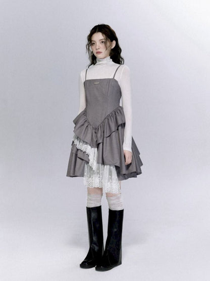 Asymmetrical Plate Button Dress