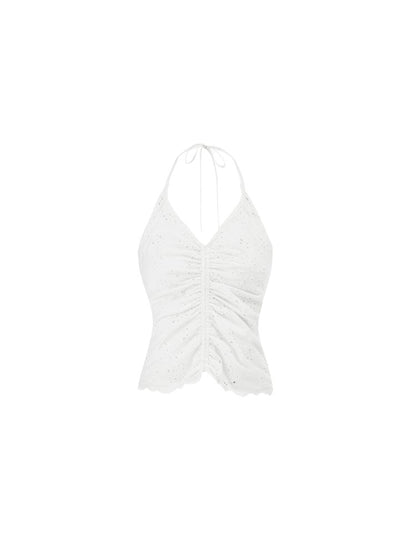 Cotton Jacquard Drawstring Tank Top