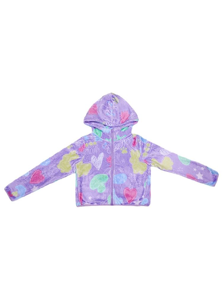 Purple Short Plush Printed Jacket