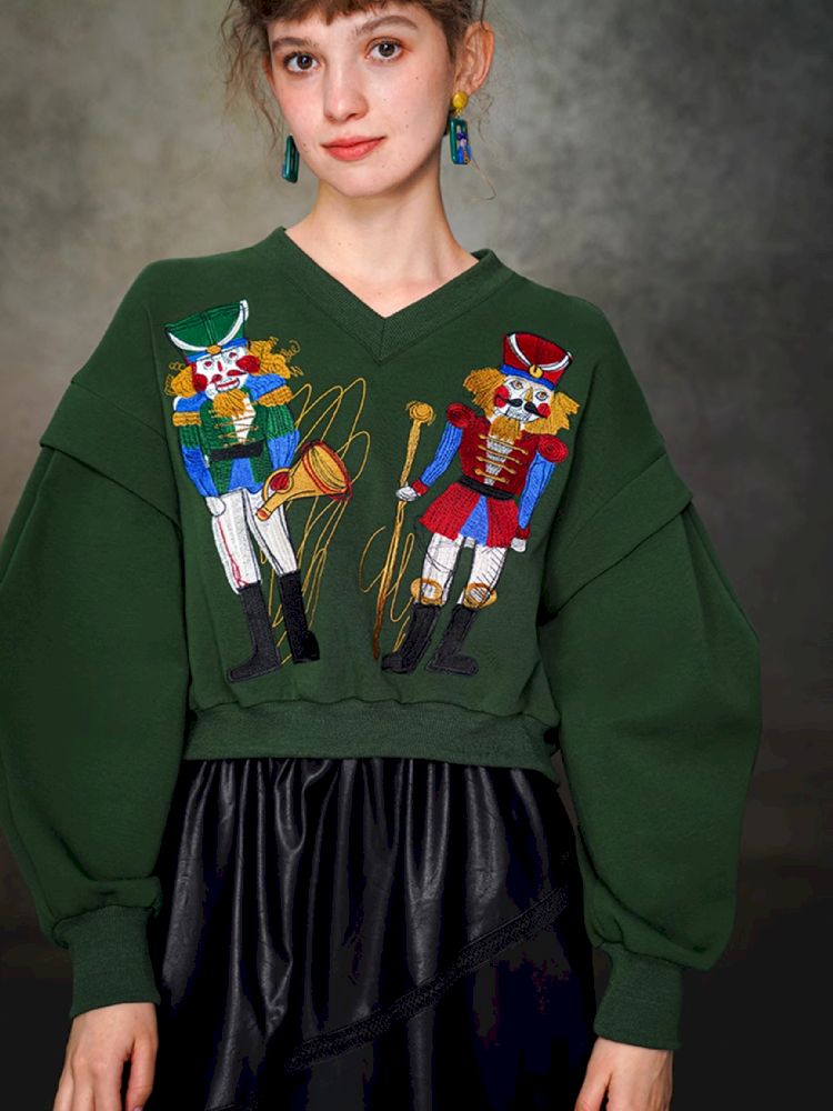 Nutcracker Embroidered Sweatshirt