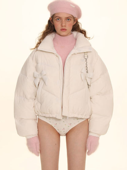 Absorbent bow short down jacket