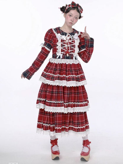 Christmas Red Plaid Cake Dress