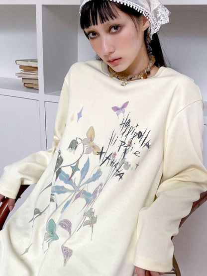 Printed Loose Casual Long Sleeve T-Shirt