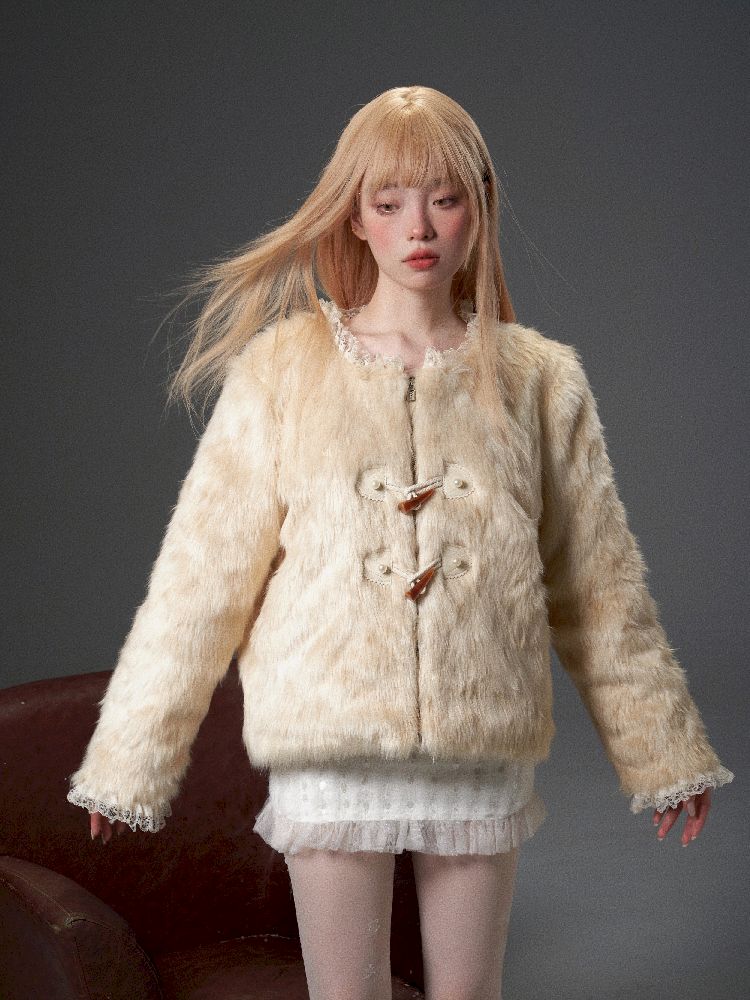 High Collar Detachable Fur Coat