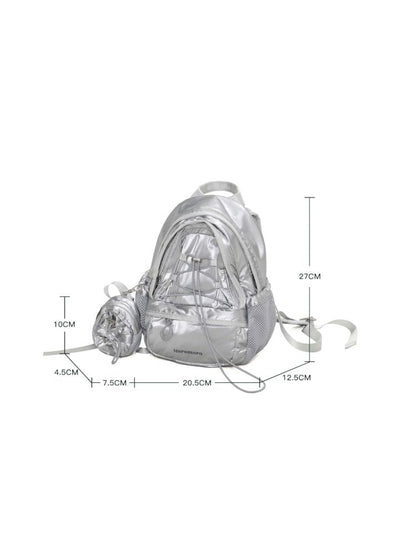 Silver Lightweight Drawstring Casual Backpack