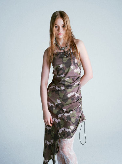 Camouflage Bear Hanging Neck Dress