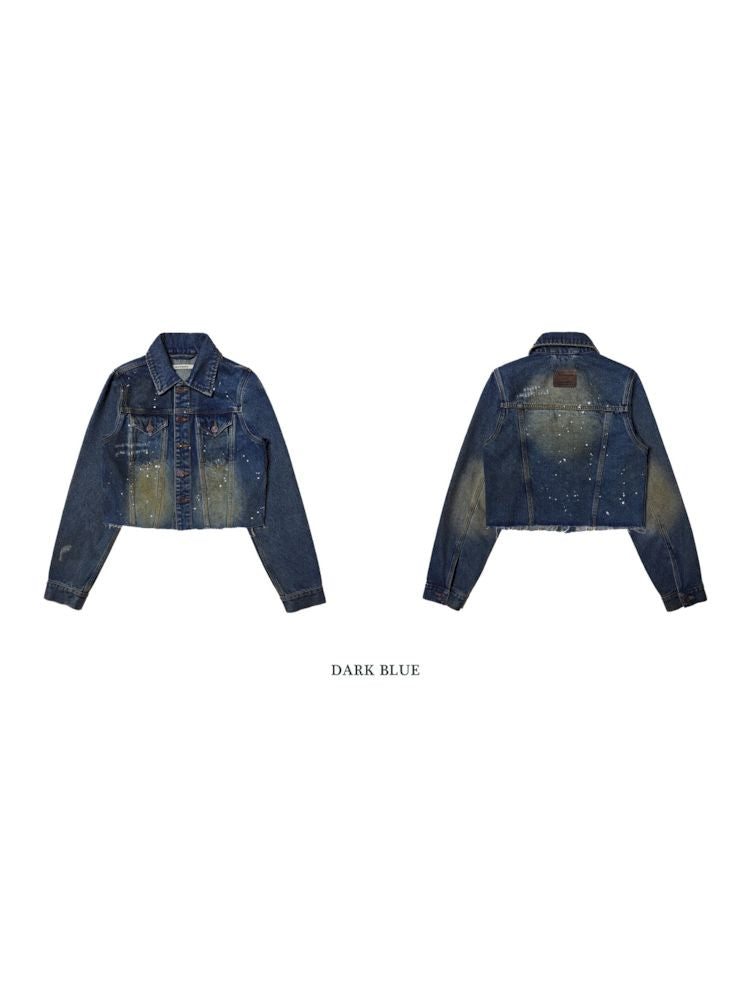 Double Pocket Splash Ink Denim Jacket