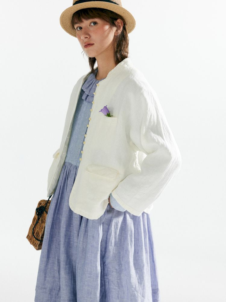 Linen texture short blazer