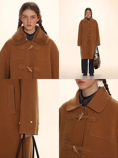 Removable Leader Lapel Wool Cowl Coat