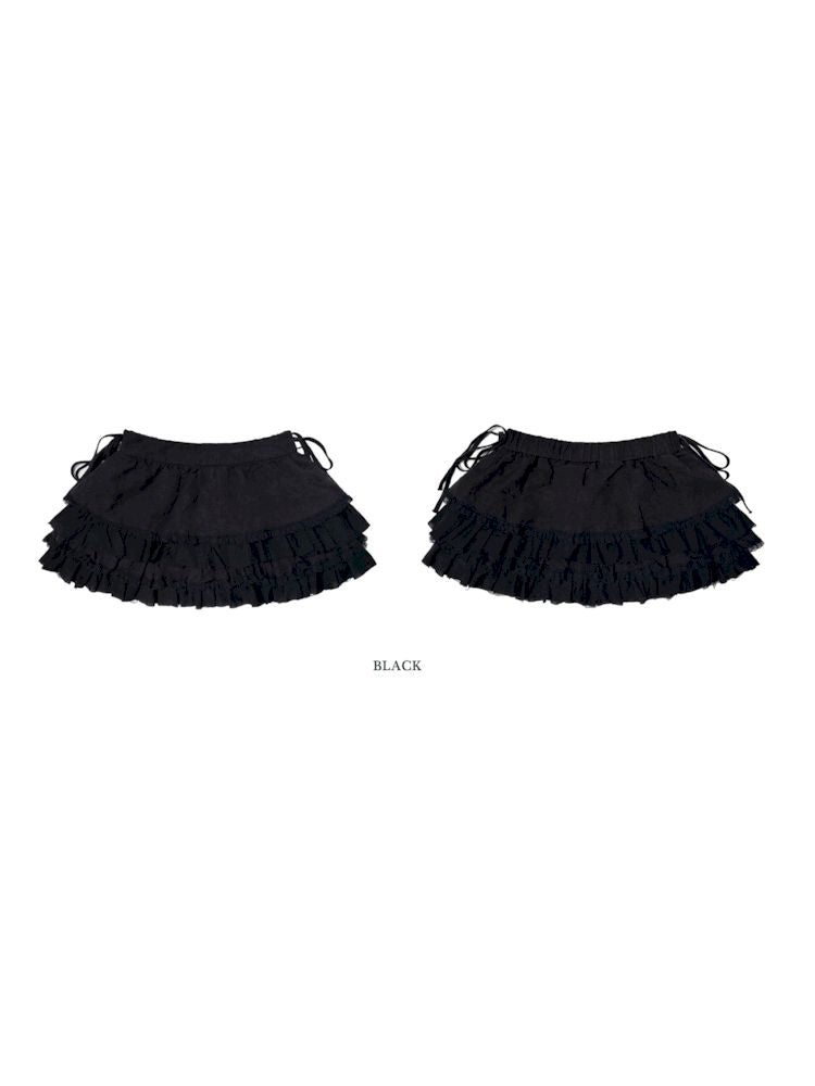 Double lace mesh bow tie cake skirt