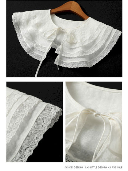 Triple ruffled lace false collar