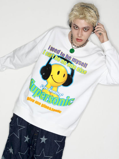 American Casual Street Smiley Loose Pullover