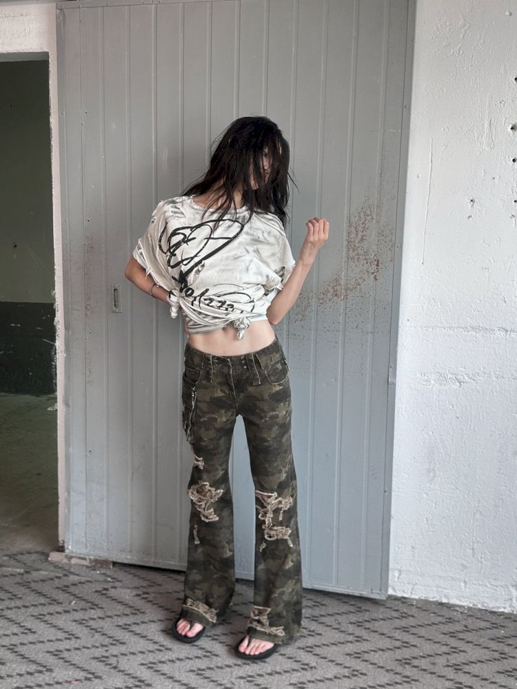 Camouflage Low Waisted Work Pants