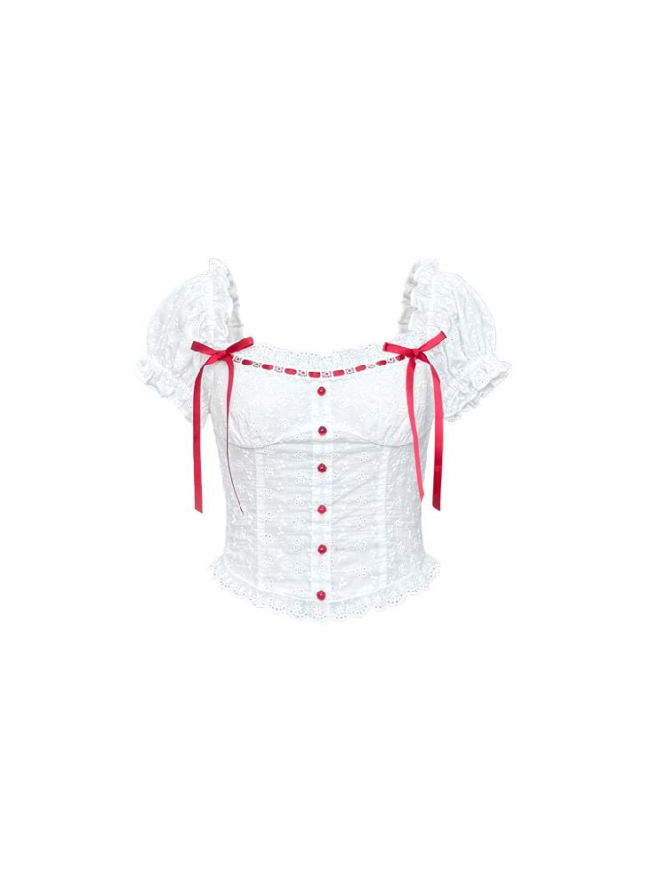 Red and white checkered bow lace set