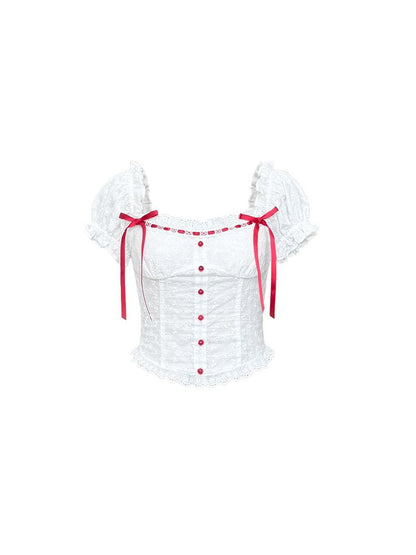 Red and white checkered bow lace set