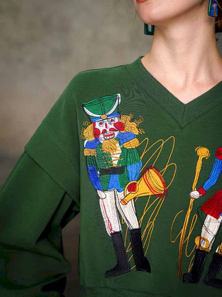 Nutcracker Embroidered Sweatshirt