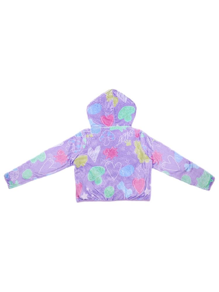 Purple Short Plush Printed Jacket