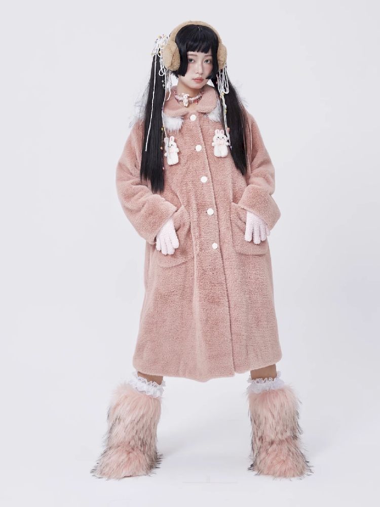 Retro Cute Rabbit Tweed Coat