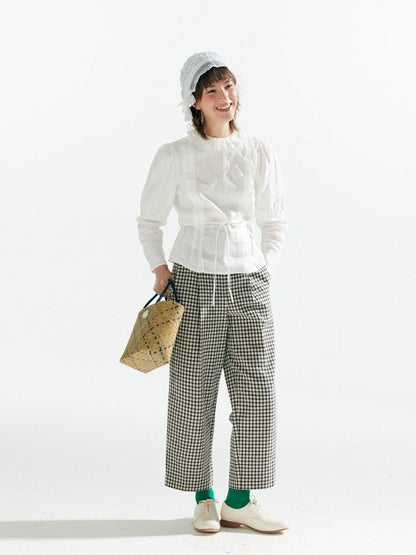 Plaid High Waist Tapered Pants