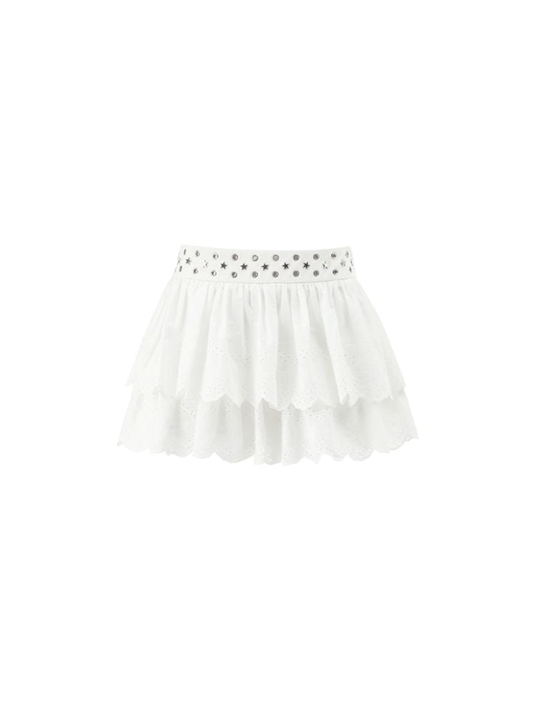 Cotton jacquard double layer cake skirt