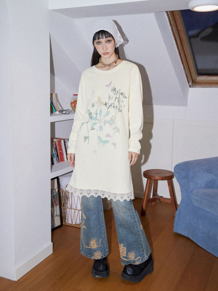 Printed Loose Casual Long Sleeve T-Shirt