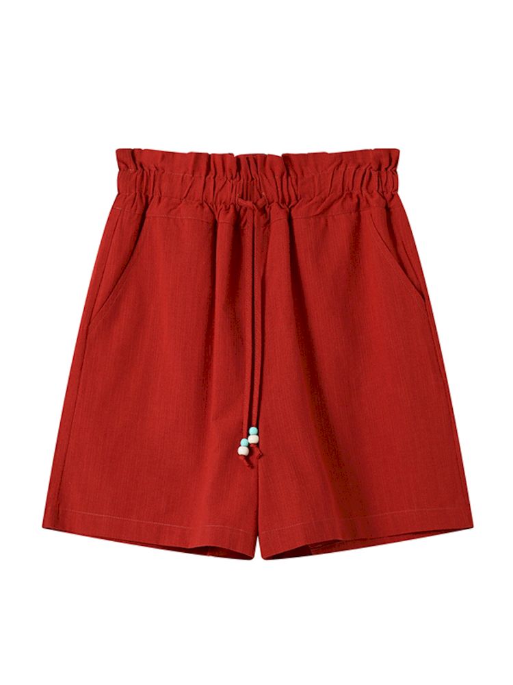 Pleated Waistband Casual Shorts