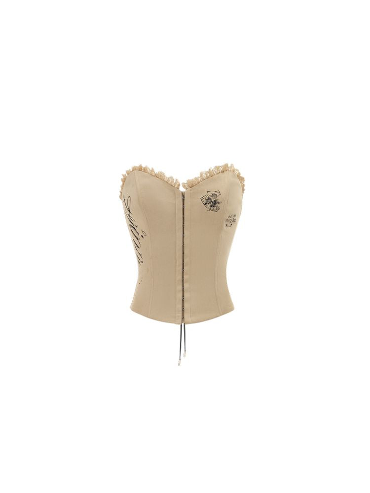 French Lace Fishbone Hook Button Corset