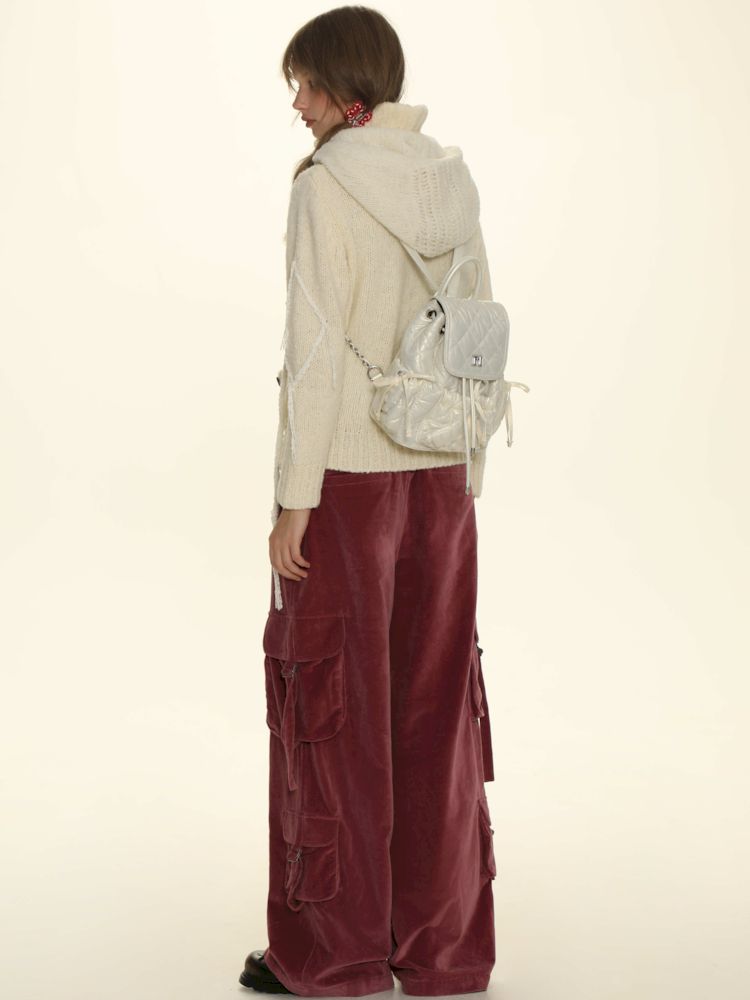 Adjustable pockets wide-leg loose thin pants