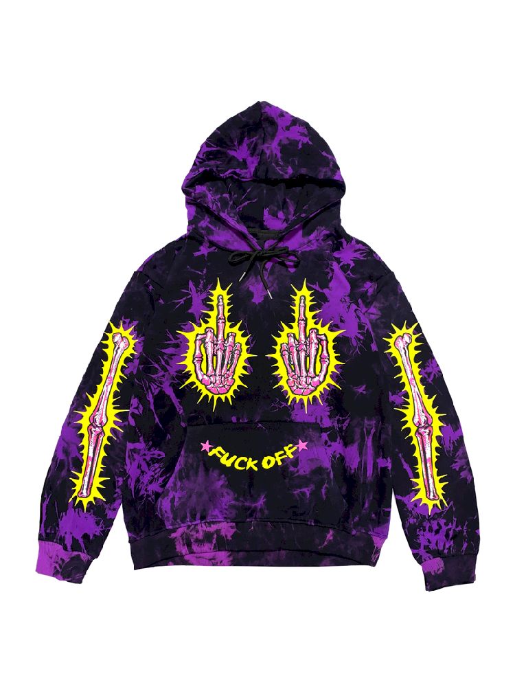 Dark Punk Middle Finger Tie-Dye Hooded Sweatshirt