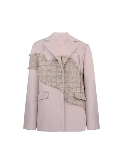 Pink Loose Small Fragrance Splicing Blazer