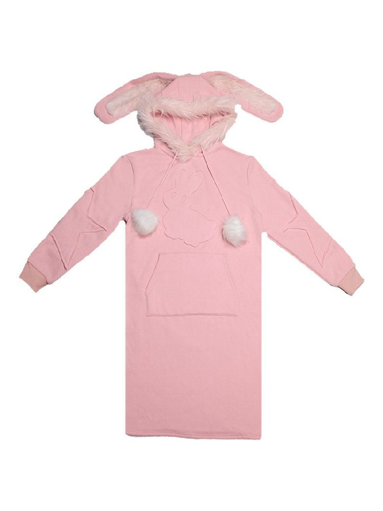 Rabbit Ears Hooded Sweatshirt Dress