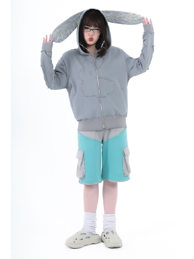 Rabbit Ears Hooded Sweatshirt Cardigan Jacket