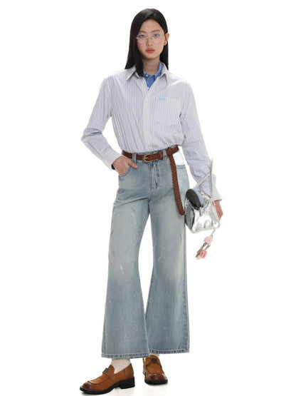 Spray horsebit high waisted nine-minute pants