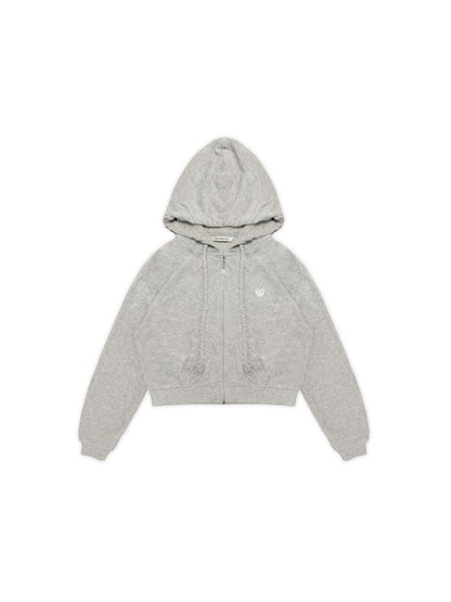 Embroidery diamonds M zipper head sweater suit