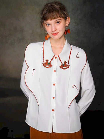 Vintage Color Clash White Shirt