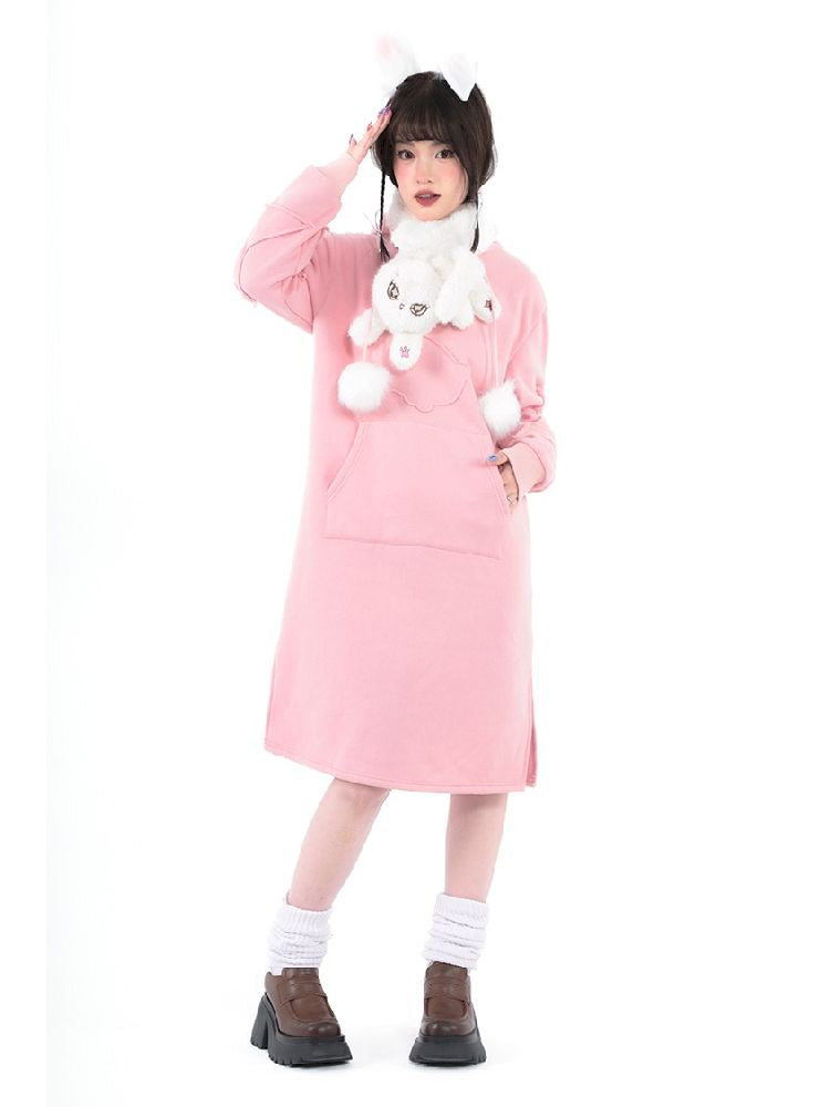 Rabbit Ears Hooded Sweatshirt Dress