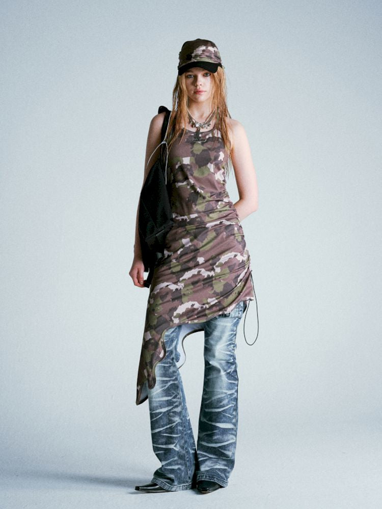 Camouflage Bear Hanging Neck Dress