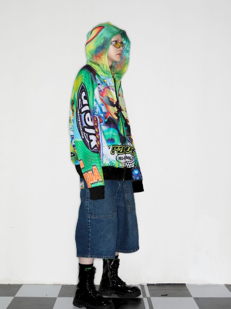 Retro Street Alien Loose Hooded Jacket