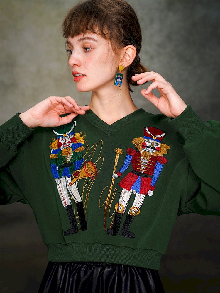 Nutcracker Embroidered Sweatshirt