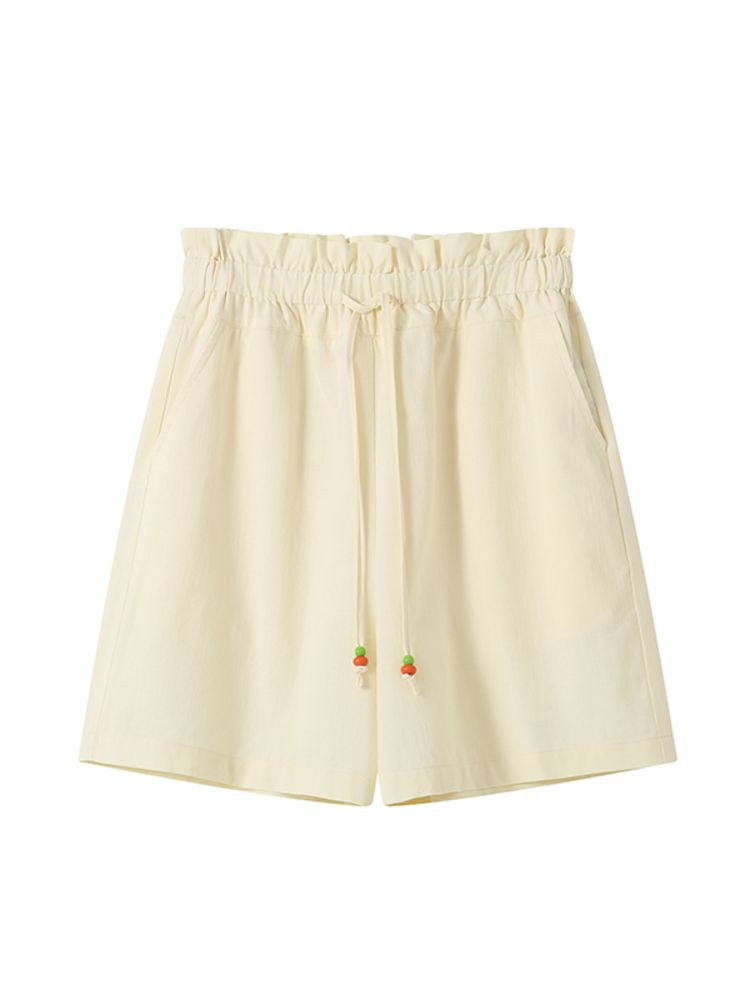 Pleated Waistband Casual Shorts