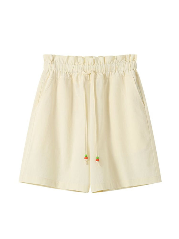 Pleated Waistband Casual Shorts